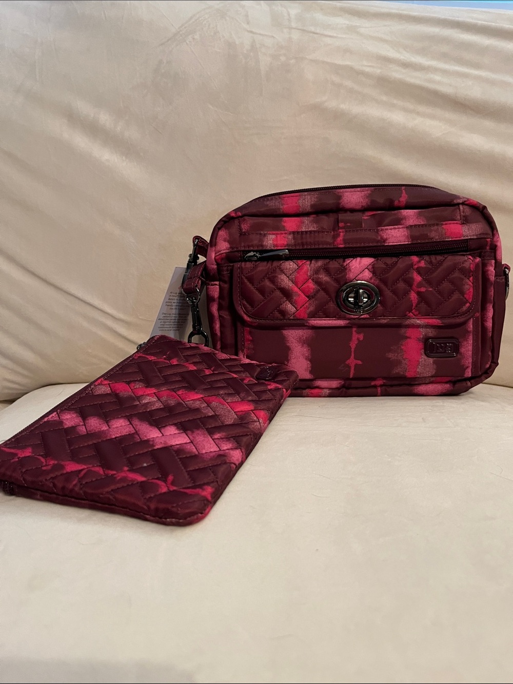 LUG - Switch Crossbody Bag & Peekaboo Pouch Set in Shibori Wine